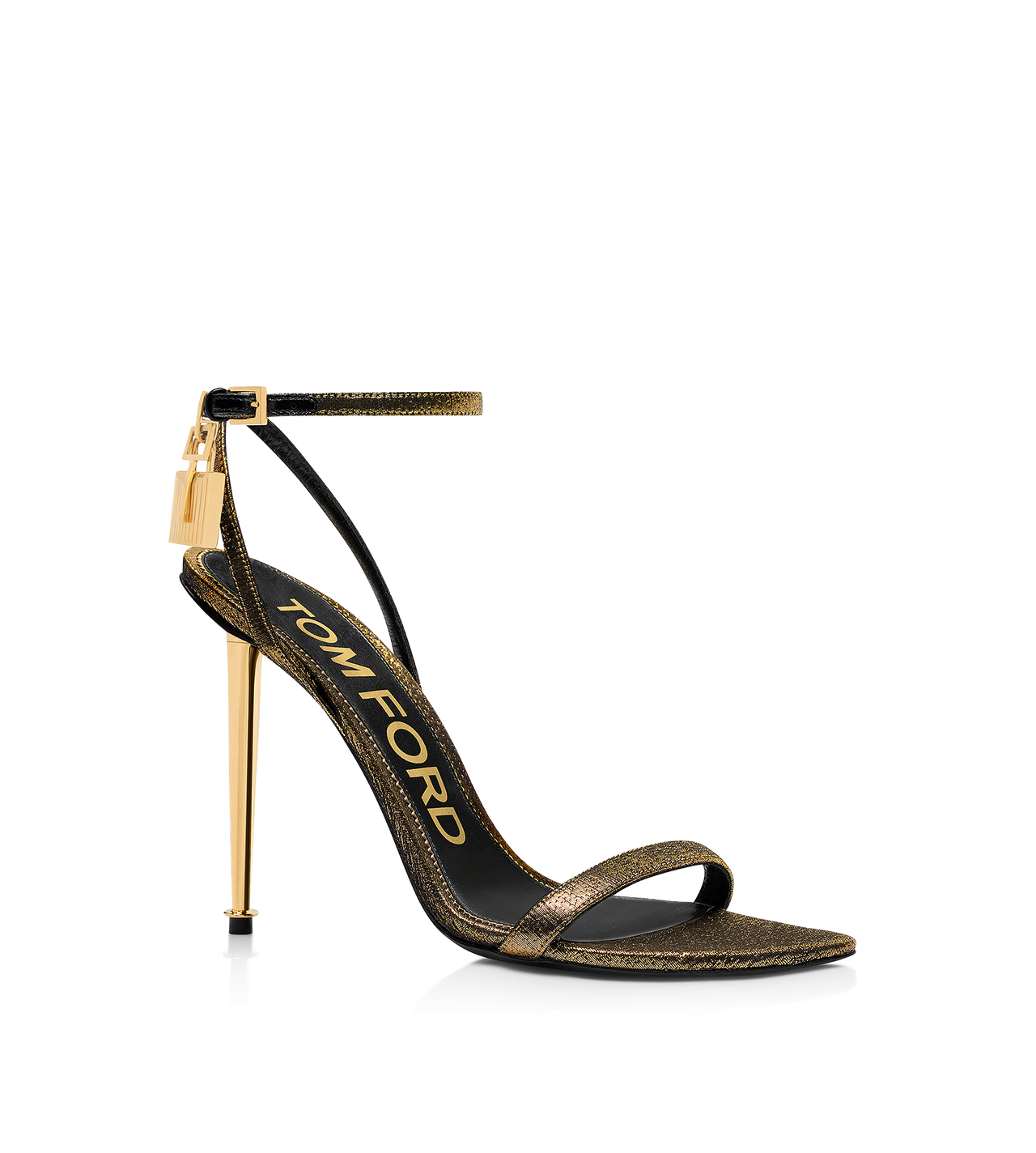 HAMMERED-EFFECT FABRIC PADLOCK POINTY NAKED SANDAL image number 1