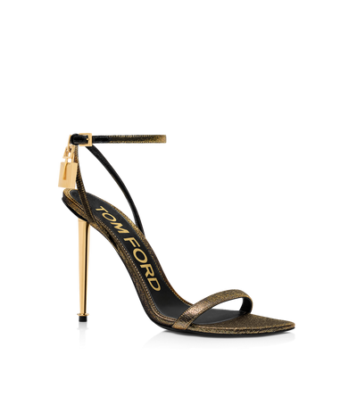 HAMMERED-EFFECT FABRIC PADLOCK POINTY NAKED SANDAL image number 1