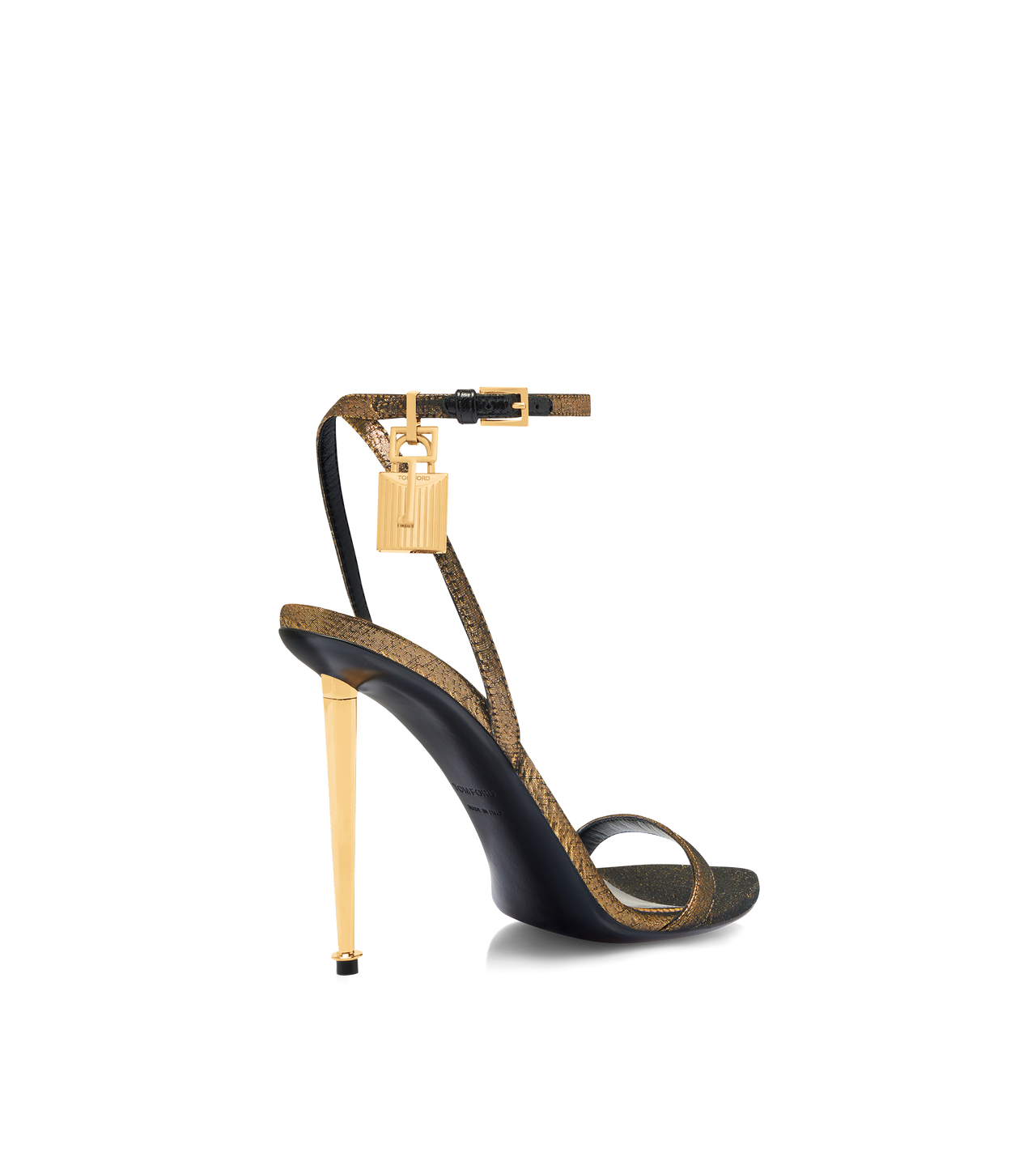 HAMMERED-EFFECT FABRIC PADLOCK POINTY NAKED SANDAL image number 2