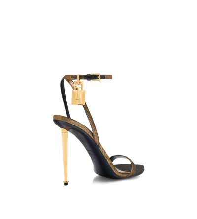 HAMMERED-EFFECT FABRIC PADLOCK POINTY NAKED SANDAL image number 2