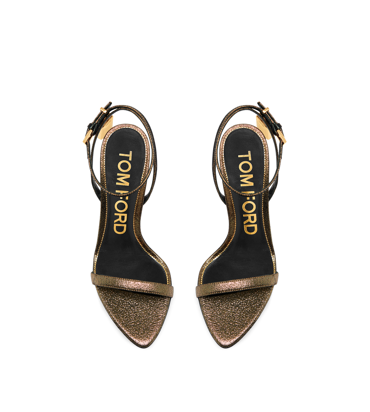 HAMMERED-EFFECT FABRIC PADLOCK POINTY NAKED SANDAL image number 3