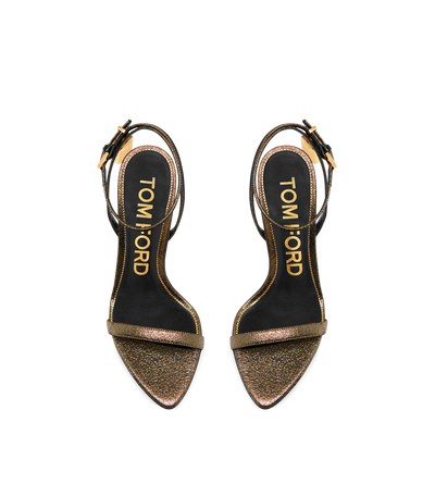 HAMMERED-EFFECT FABRIC PADLOCK POINTY NAKED SANDAL image number 3
