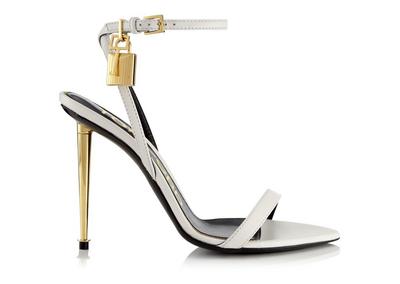 SHINY LEATHER PADLOCK POINTY NAKED SANDAL image number 0