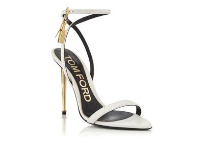 SHINY LEATHER PADLOCK POINTY NAKED SANDAL image number 1