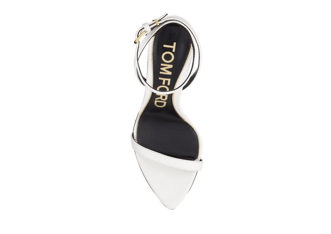 SHINY LEATHER PADLOCK POINTY NAKED SANDAL image number 2