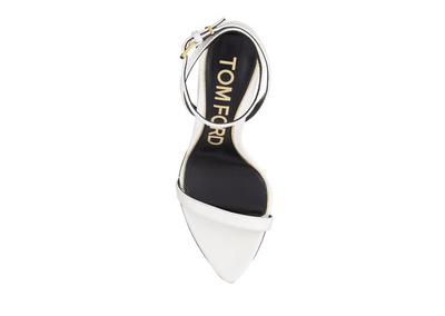 SHINY LEATHER PADLOCK POINTY NAKED SANDAL image number 2