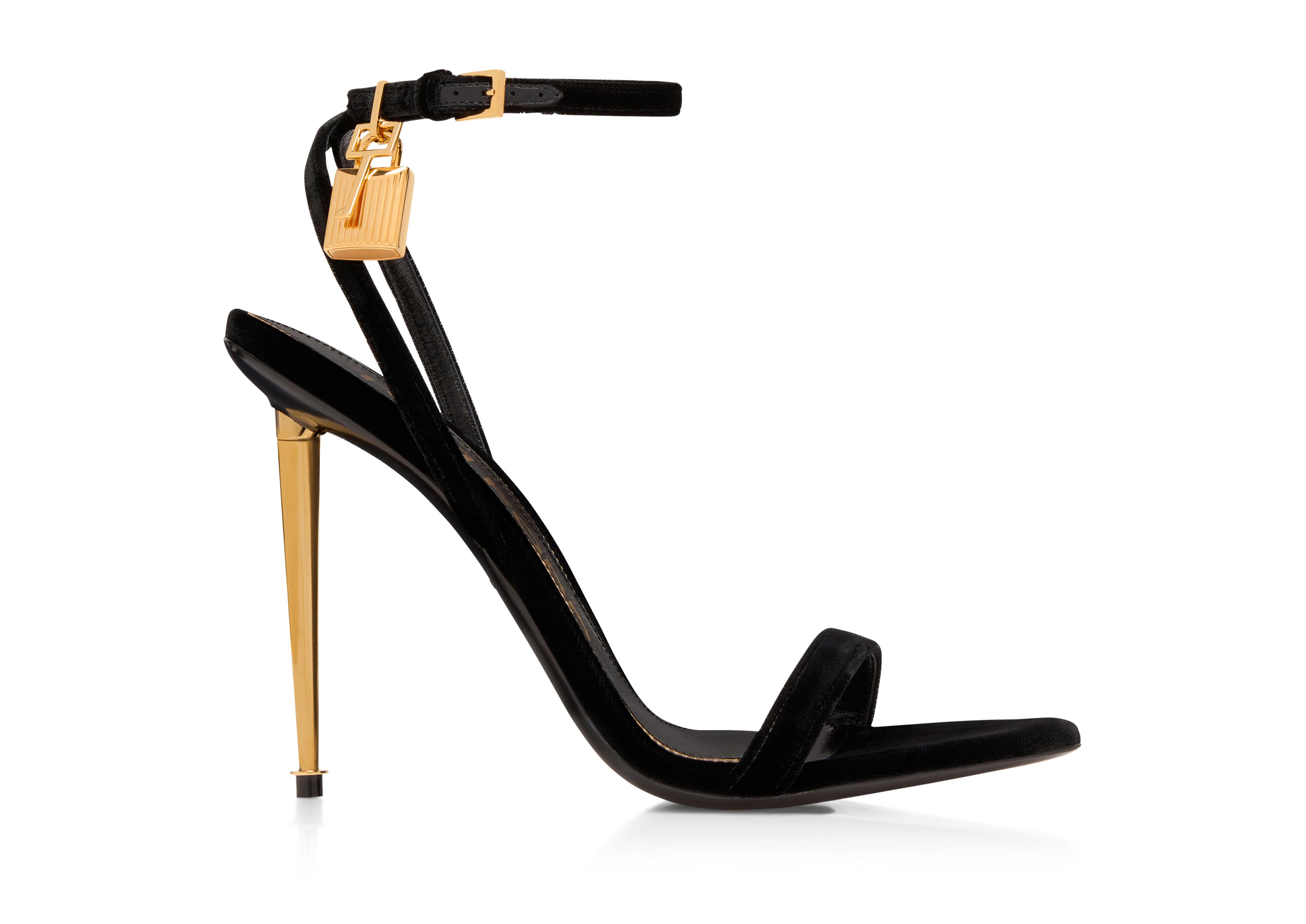 TOM FORD Padlock embellished velvet sandals