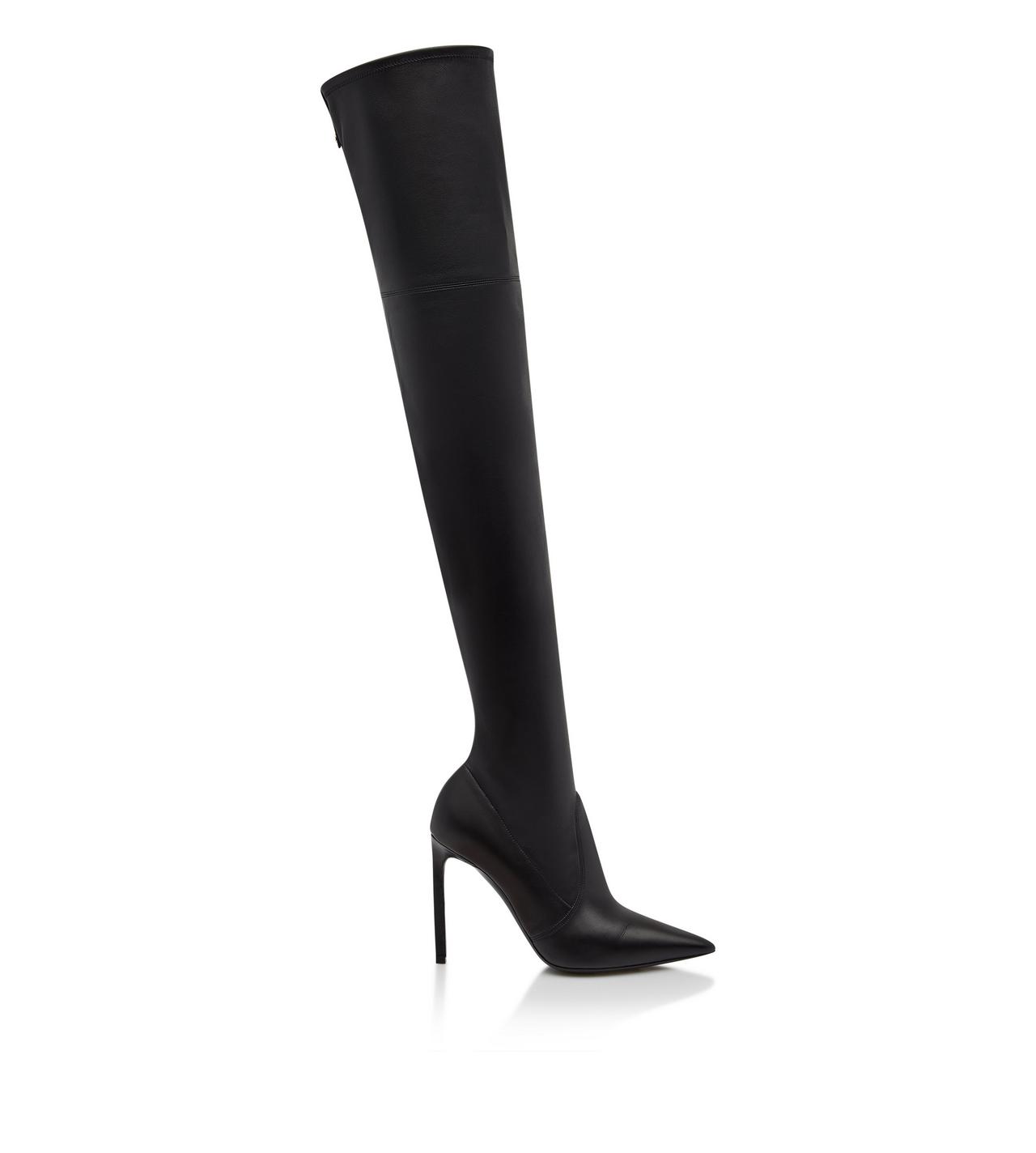 STRETCH NAPPA LEATHER T SCREW OVER THE KNEE BOOT image number 0