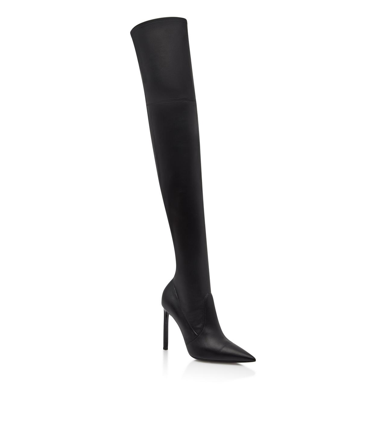 STRETCH NAPPA LEATHER T SCREW OVER THE KNEE BOOT image number 1