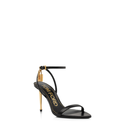 SHINY LEATHER PADLOCK POINTY NAKED SANDAL 85MM image number 1