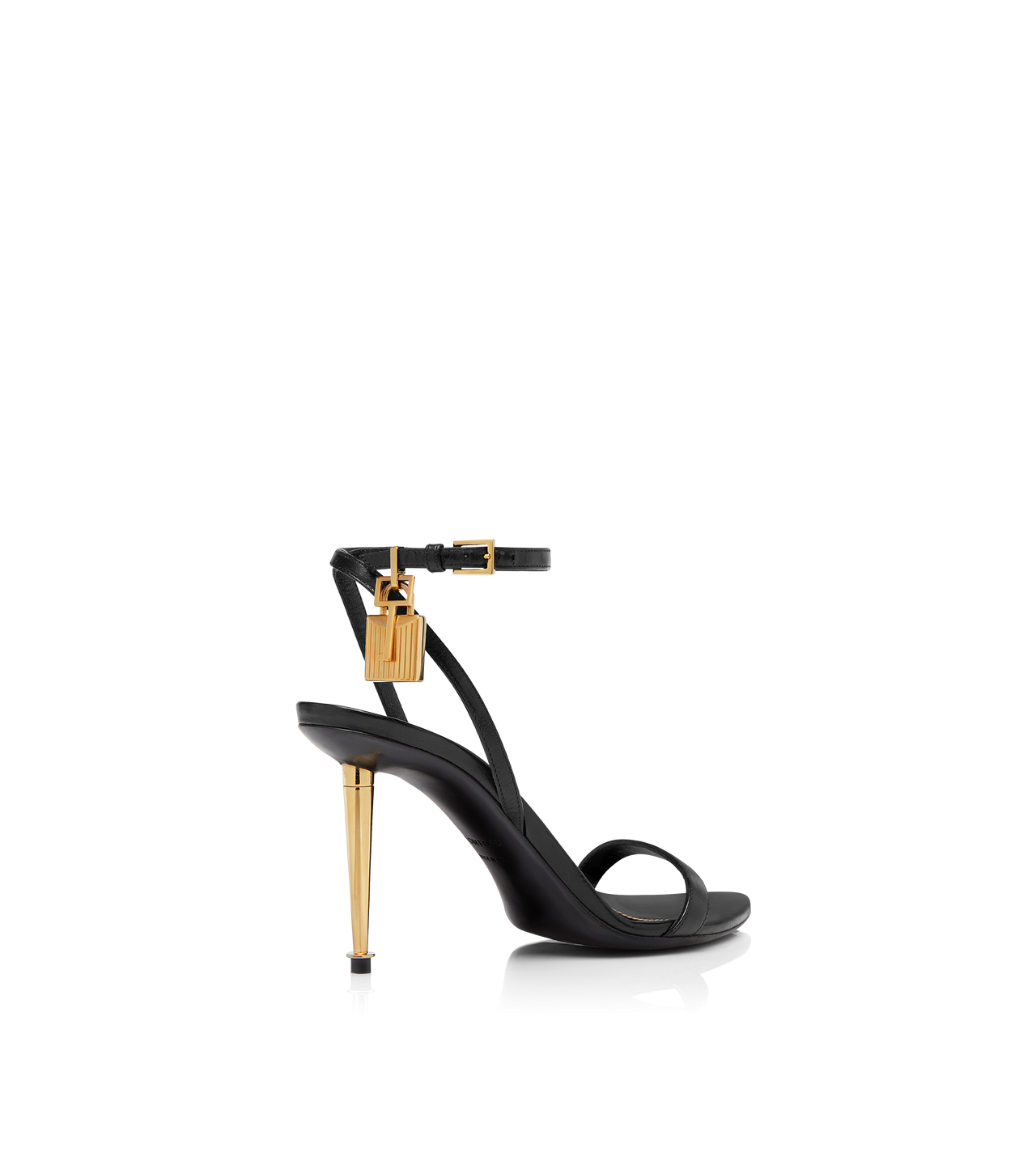 SHINY LEATHER PADLOCK POINTY NAKED SANDAL 85MM image number 2