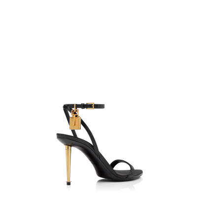 SHINY LEATHER PADLOCK POINTY NAKED SANDAL 85MM image number 2