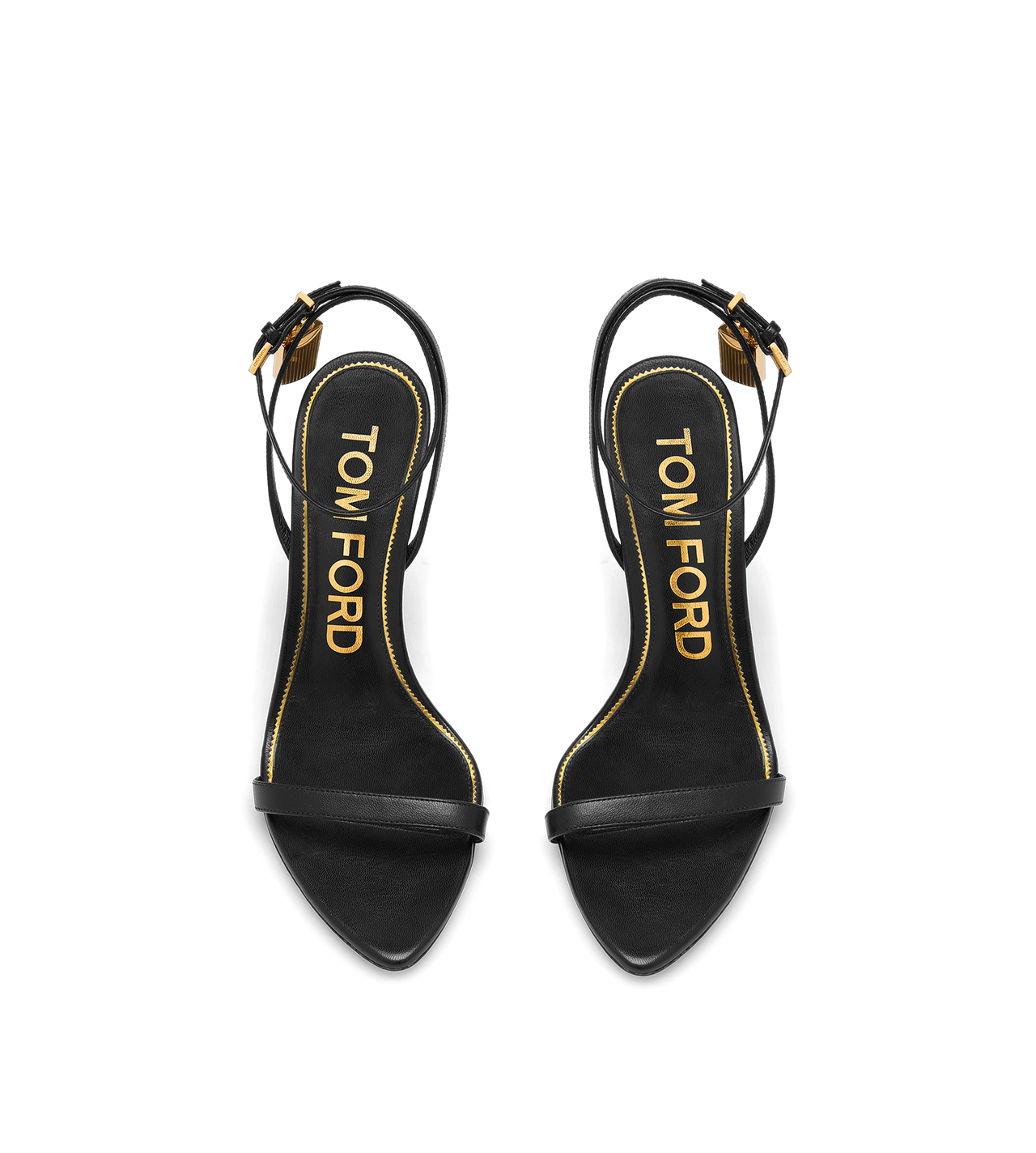 SHINY LEATHER PADLOCK POINTY NAKED SANDAL 85MM image number 3