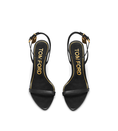 SHINY LEATHER PADLOCK POINTY NAKED SANDAL 85MM image number 3