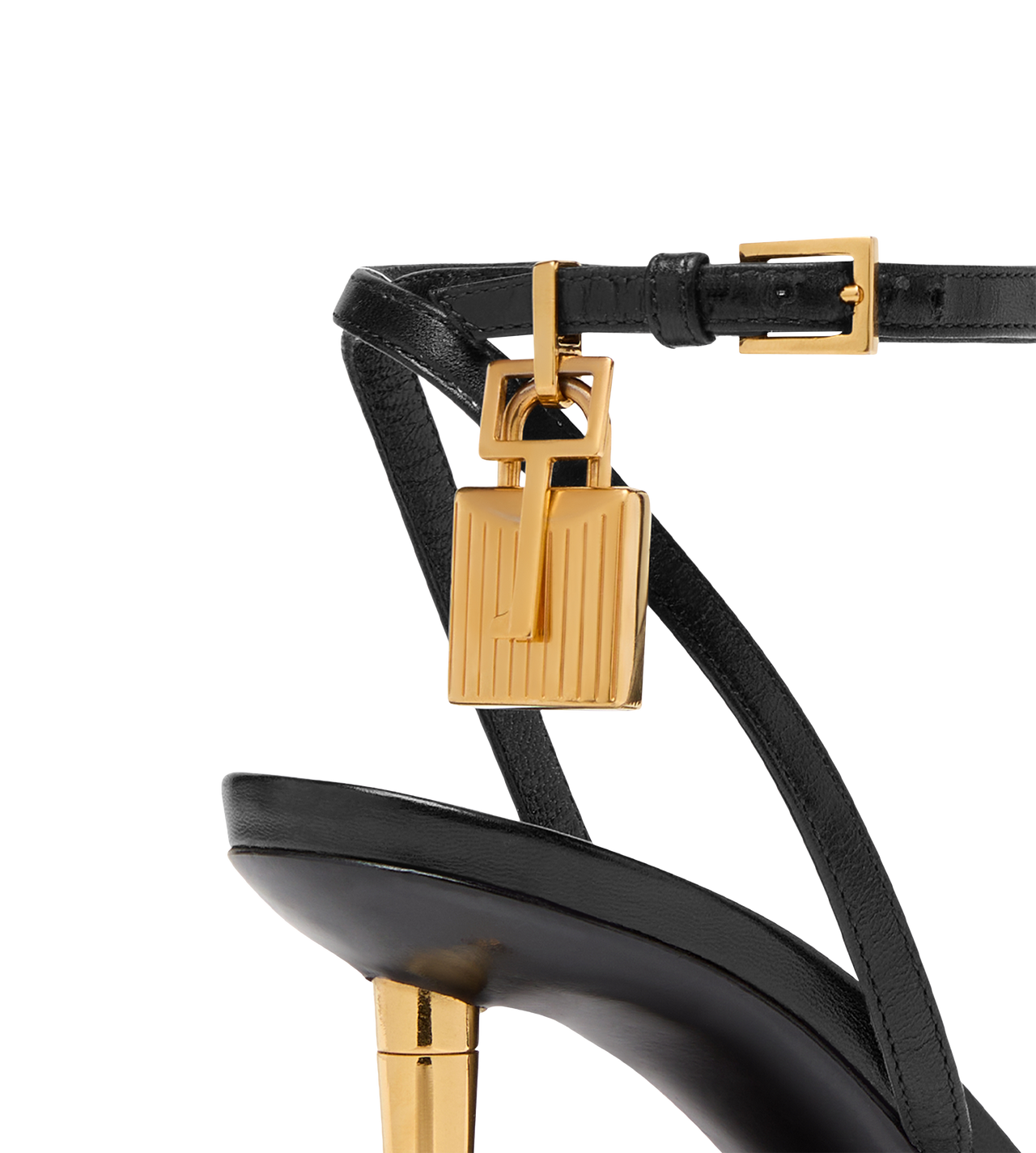 SHINY LEATHER PADLOCK POINTY NAKED SANDAL 85MM image number 4