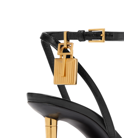 SHINY LEATHER PADLOCK POINTY NAKED SANDAL 85MM image number 4