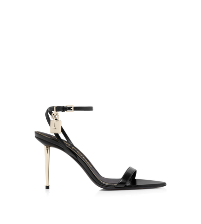 SHINY LEATHER PADLOCK POINTY NAKED SANDAL image number 0