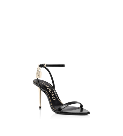 SHINY LEATHER PADLOCK POINTY NAKED SANDAL image number 1