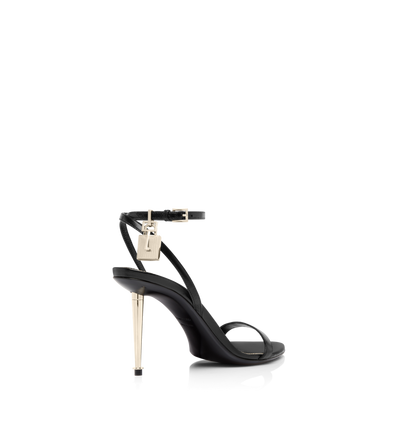 SHINY LEATHER PADLOCK POINTY NAKED SANDAL image number 2