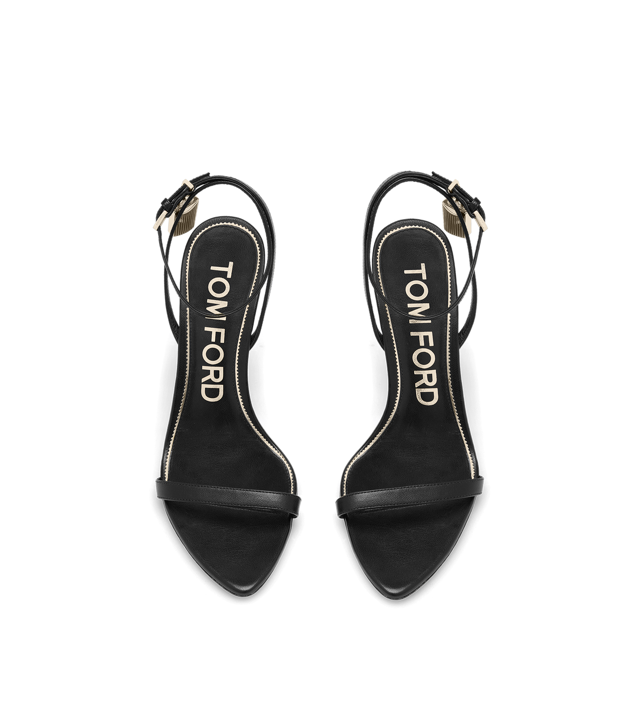 SHINY LEATHER PADLOCK POINTY NAKED SANDAL image number 3