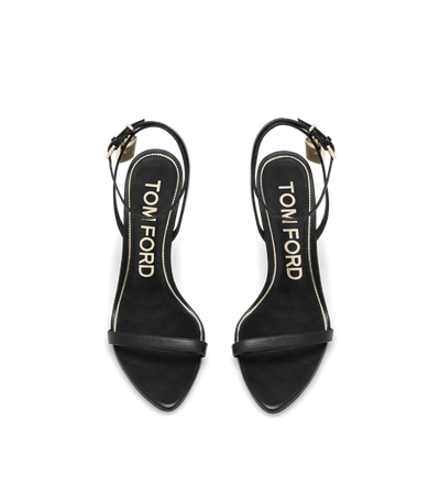 SHINY LEATHER PADLOCK POINTY NAKED SANDAL image number 3