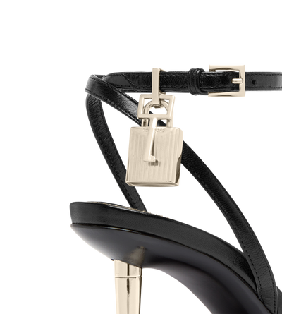 SHINY LEATHER PADLOCK POINTY NAKED SANDAL image number 4