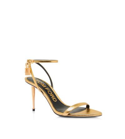 LAMINATED NAPPA LEATHER PADLOCK POINTY NAKED SANDAL 85MM image number 1