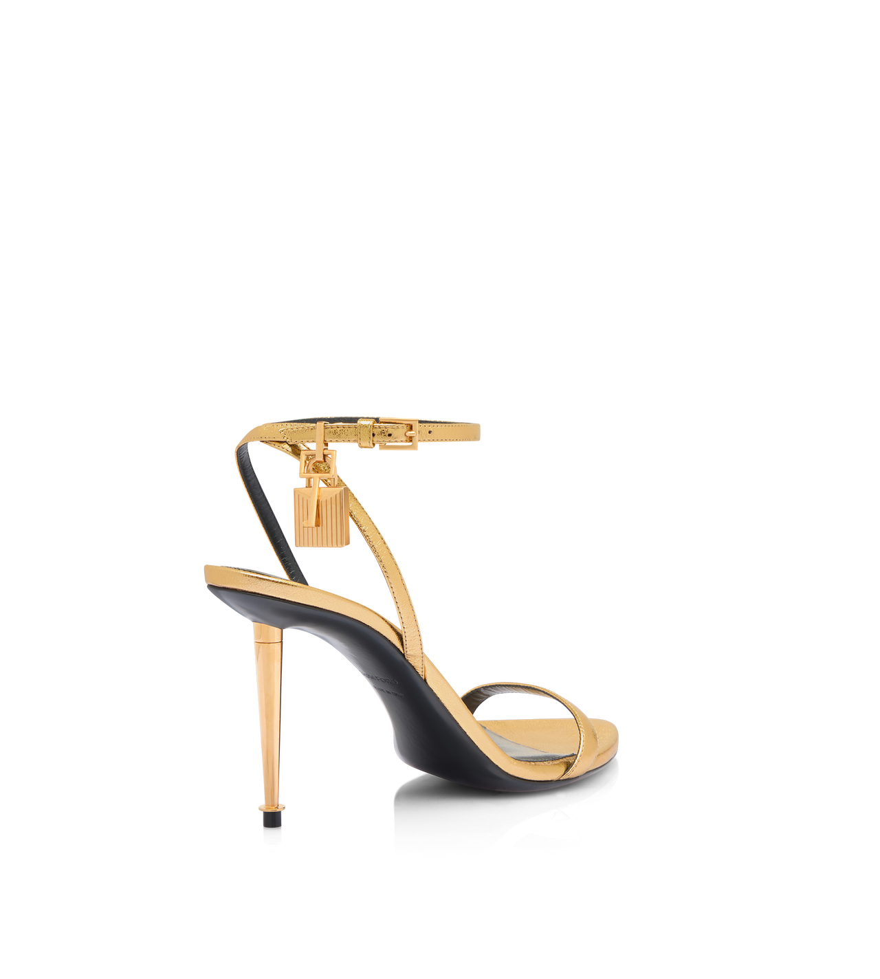 LAMINATED NAPPA LEATHER PADLOCK POINTY NAKED SANDAL 85MM image number 2