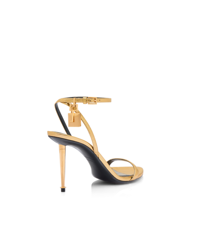 LAMINATED NAPPA LEATHER PADLOCK POINTY NAKED SANDAL 85MM image number 2