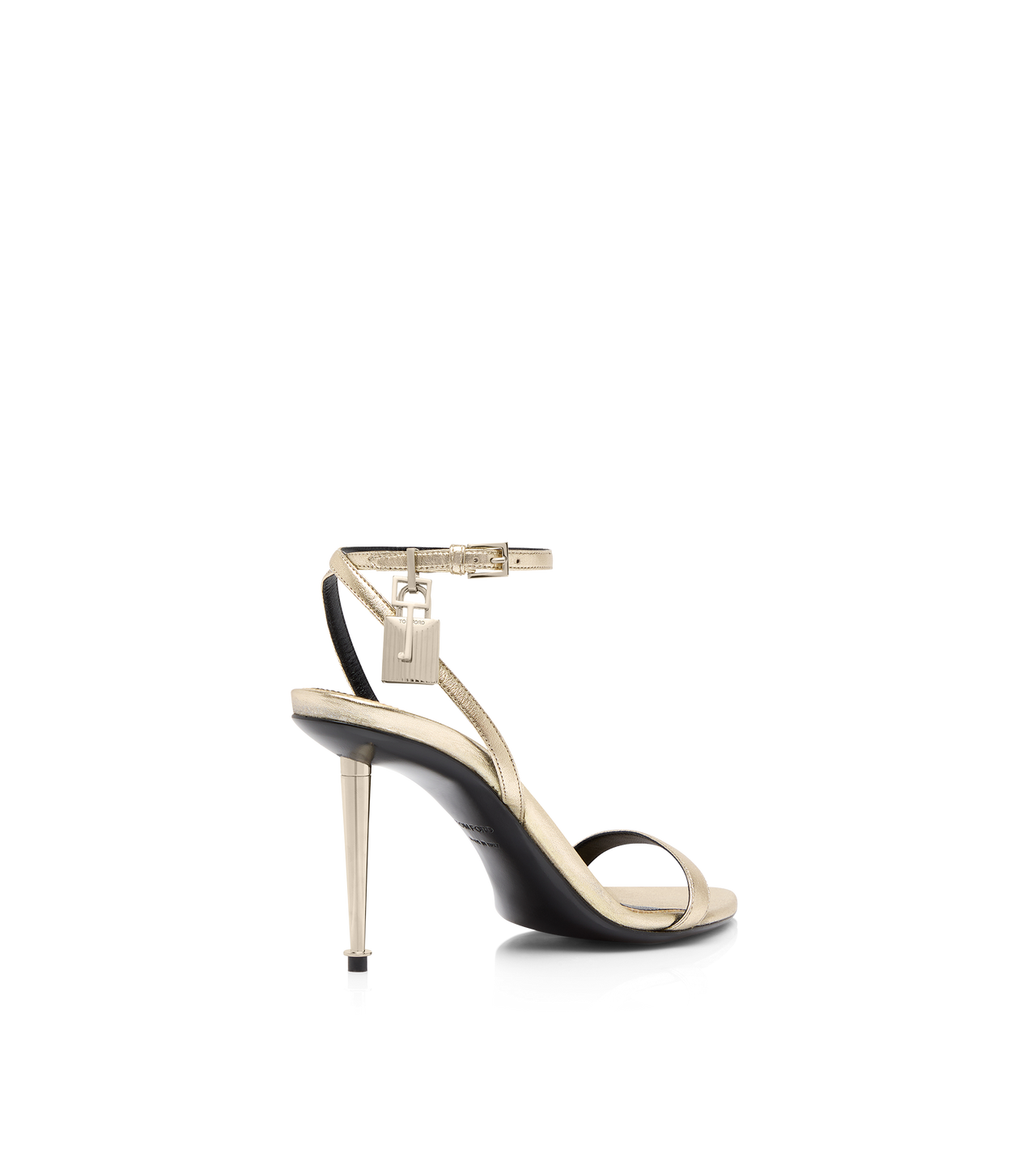 LAMINATED NAPPA LEATHER PADLOCK POINTY NAKED SANDAL image number 2
