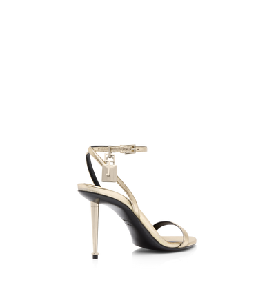 LAMINATED NAPPA LEATHER PADLOCK POINTY NAKED SANDAL image number 2