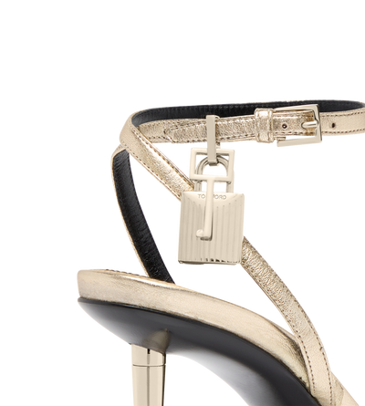 LAMINATED NAPPA LEATHER PADLOCK POINTY NAKED SANDAL image number 4