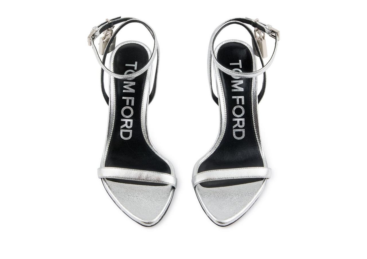 LAMINATED NAPPA PADLOCK POINTY NAKED SANDAL 85 MM image number 3