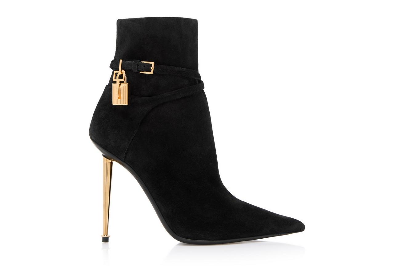 SUEDE LEATHER PADLOCK ANKLE BOOT image number 0