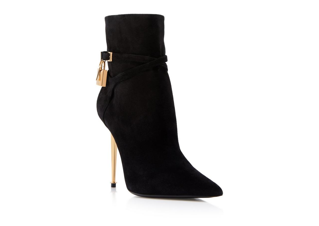 SUEDE LEATHER PADLOCK ANKLE BOOT image number 1