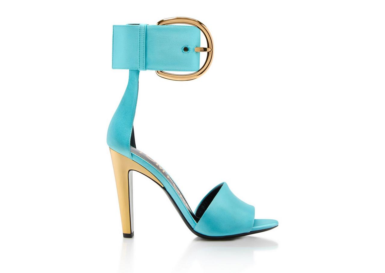 SATIN BUCKLE ANKLE STRAP SANDAL image number 0