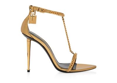 MIRROR LEATHER PADLOCK POINTY NAKED SANDAL image number 0