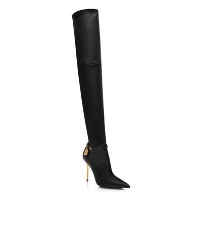 STRETCH NAPPA LEATHER PADLOCK OVER THE KNEE BOOT image number 1