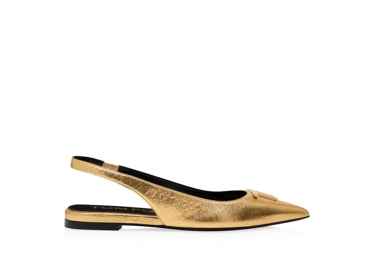 LAMINATED NAPPA LEATHER TF SLINGBACK BALLERINA FLAT