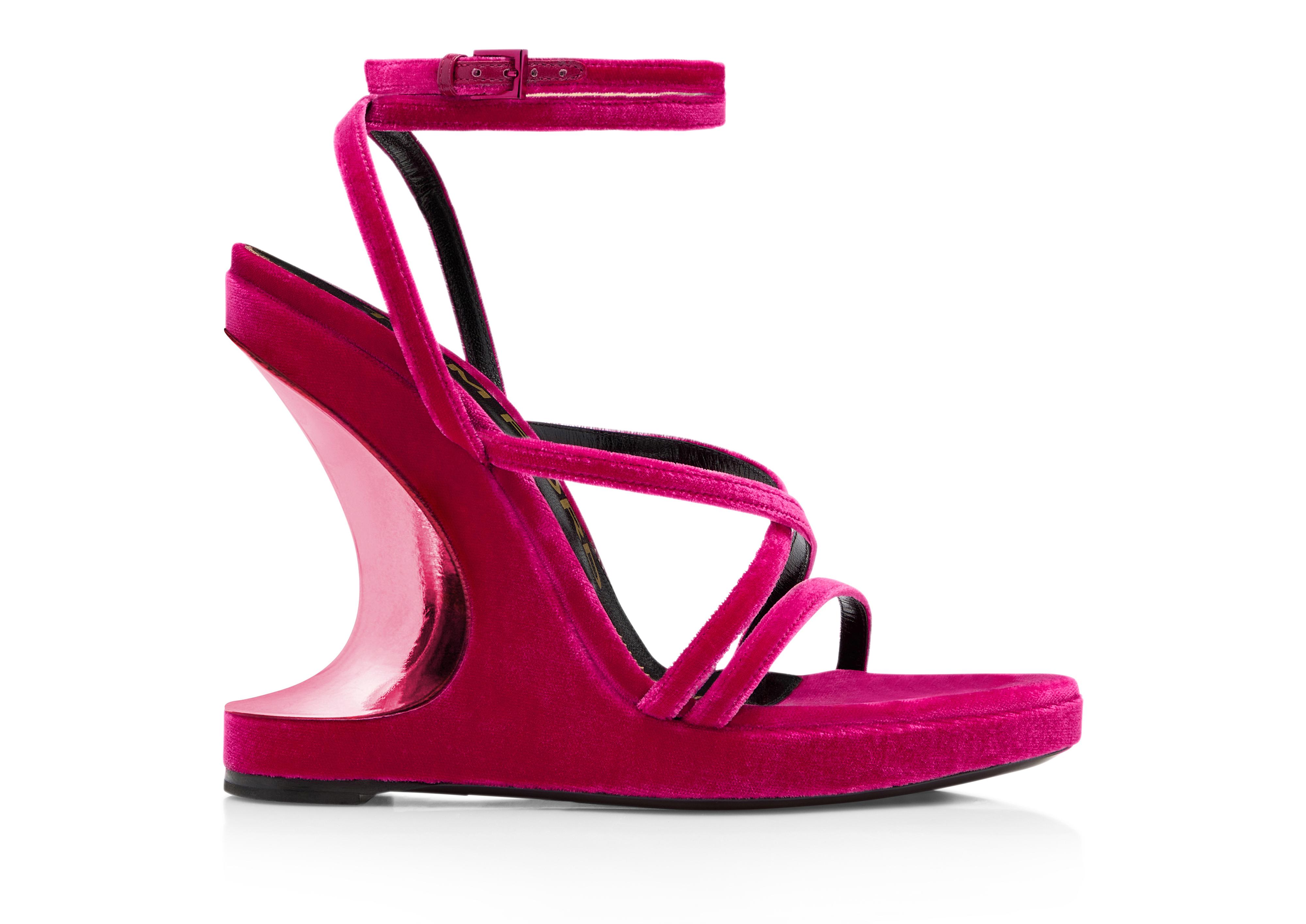 Plain velvet peep store toe date wedge sandals