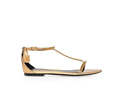 MIRROR LEATHER PADLOCK CHAIN SANDAL image number 0