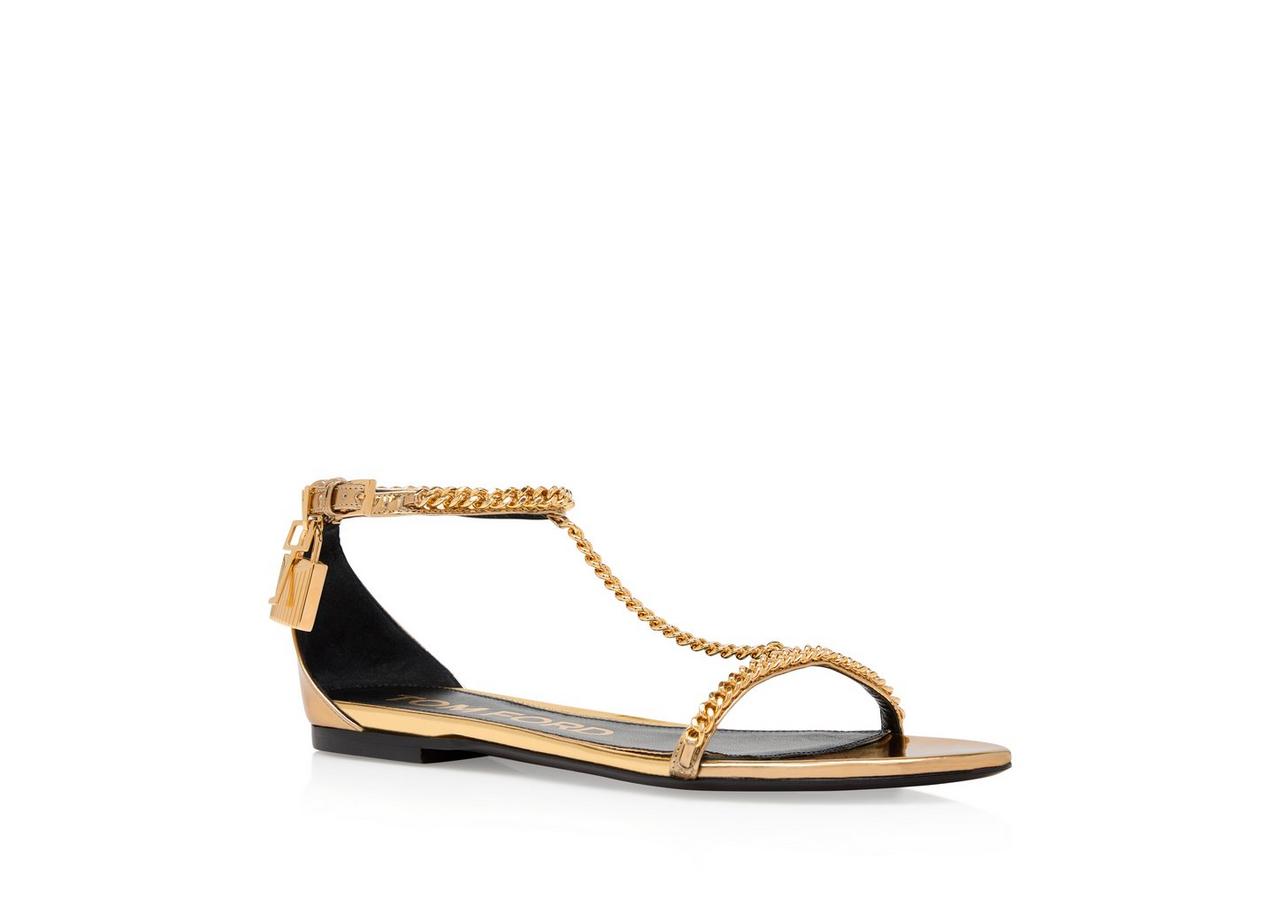 MIRROR LEATHER PADLOCK CHAIN SANDAL image number 1