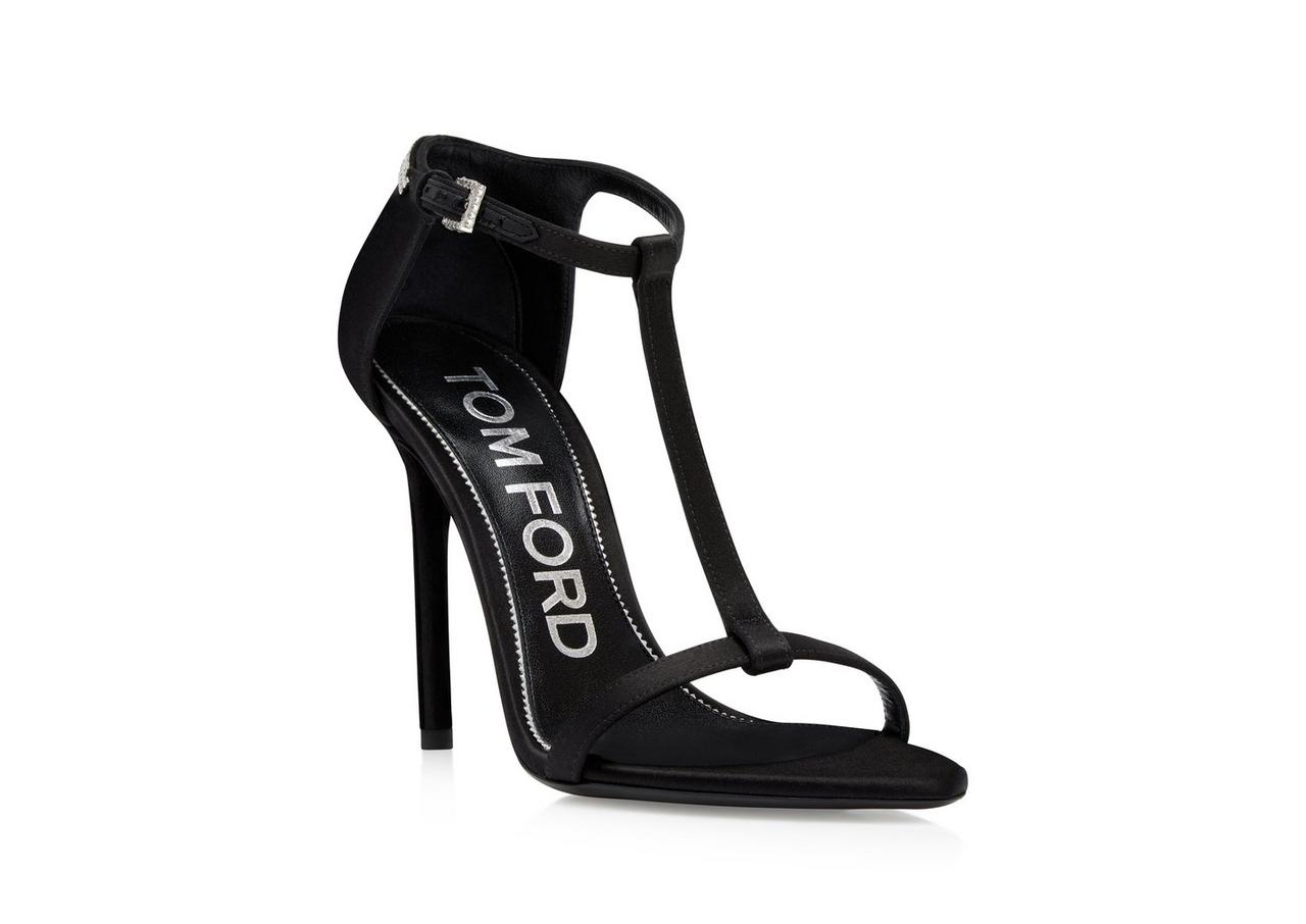 SATIN AND CRYSTAL STONES ICONIC T SANDAL image number 1