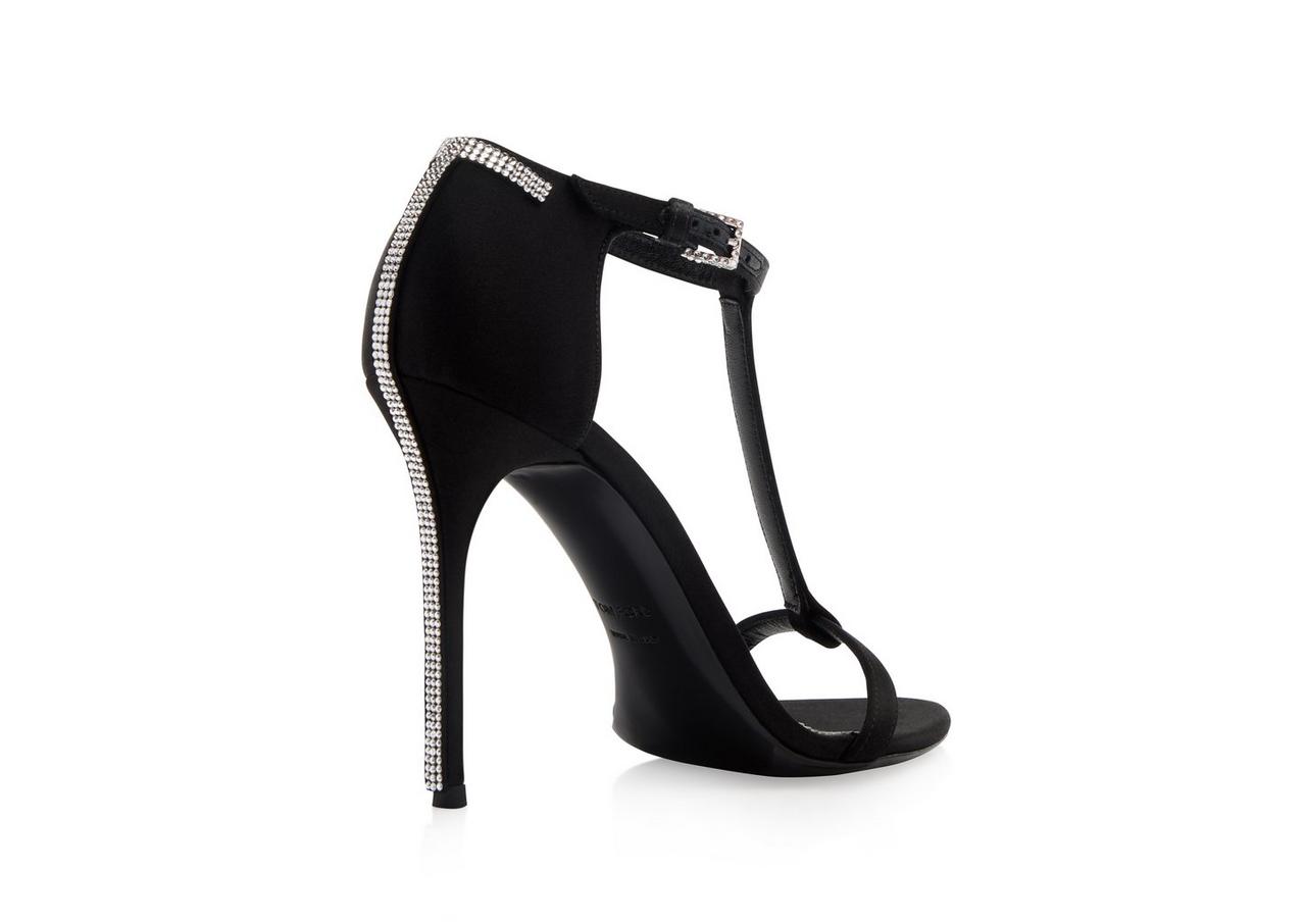 SATIN AND CRYSTAL STONES ICONIC T SANDAL image number 2