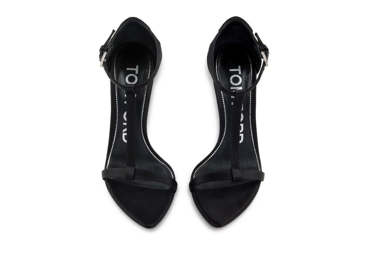 SATIN AND CRYSTAL STONES ICONIC T SANDAL image number 3