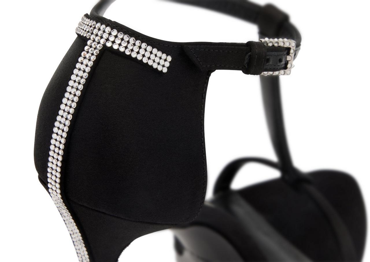 SATIN AND CRYSTAL STONES ICONIC T SANDAL image number 4