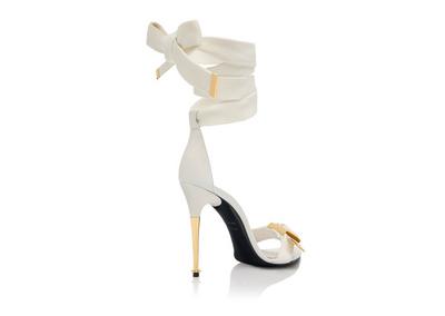 TEXTURED RIBBON BUCKLE ANKLE WRAP SANDAL image number 2