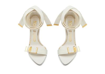 TEXTURED RIBBON BUCKLE ANKLE WRAP SANDAL image number 3