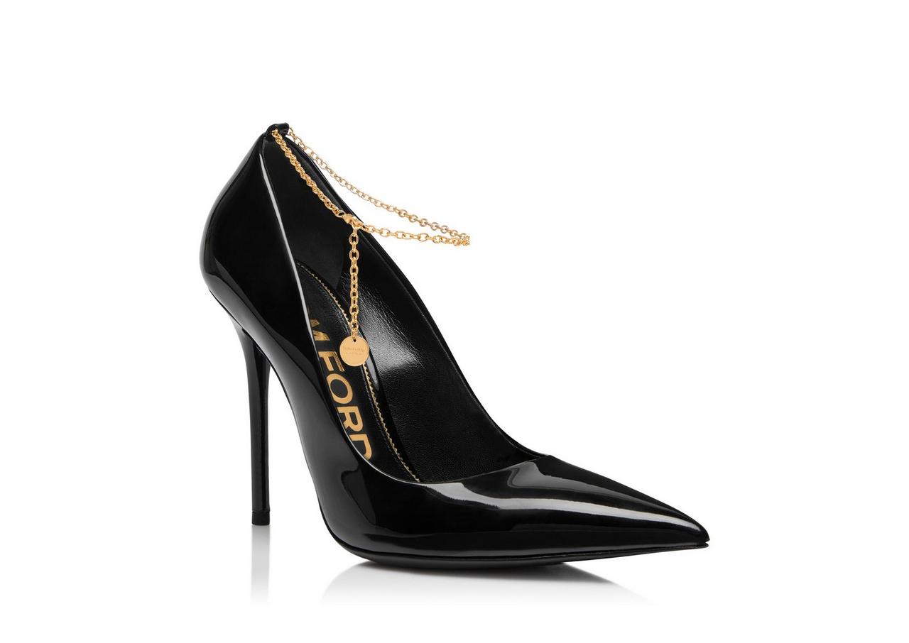 PATENT LEATHER CHAIN PUMP