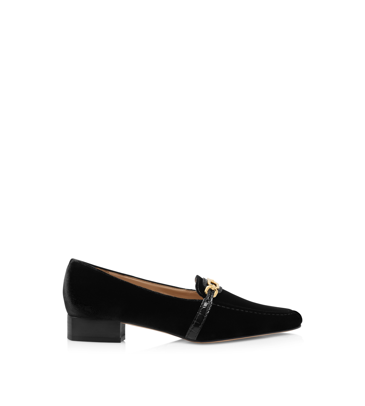 VELVET AND GLOSSY STAMPED CROCODILE LEATHER WHITNEY LOAFER image number 0